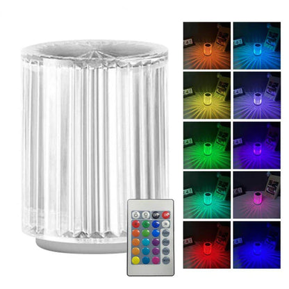 Acrylic LED table lamp with customizable RGB color lighting for home decor and ambiance