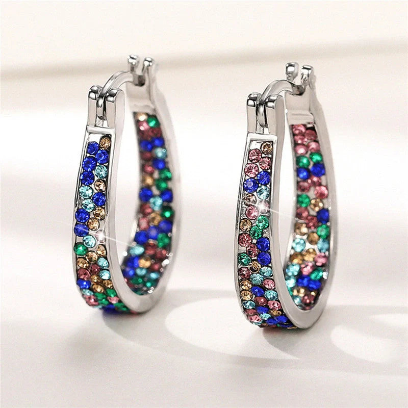 Colourful geometric diamond earrings for women with English letter detailing