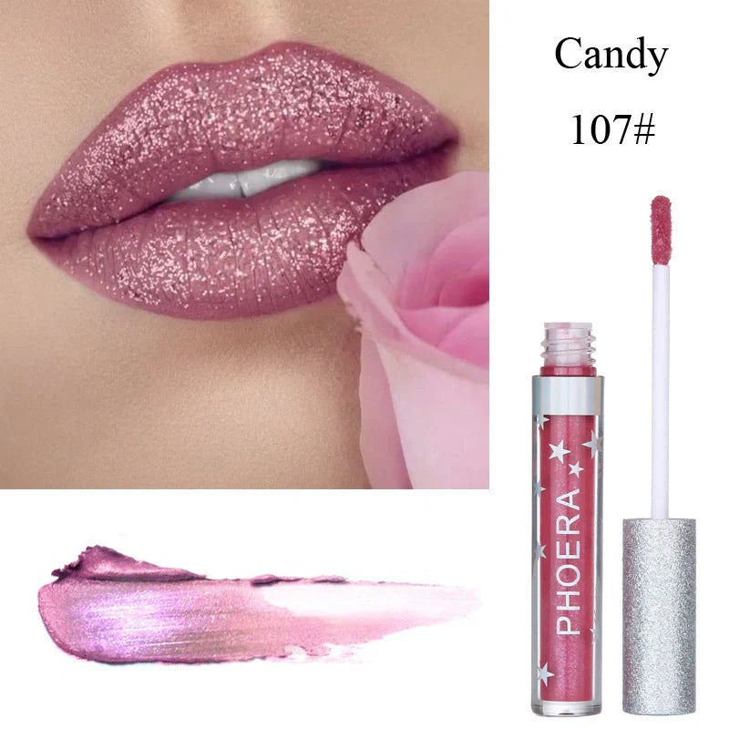 Moisturising candy-coloured lip gloss with glitter for a dazzling lip look