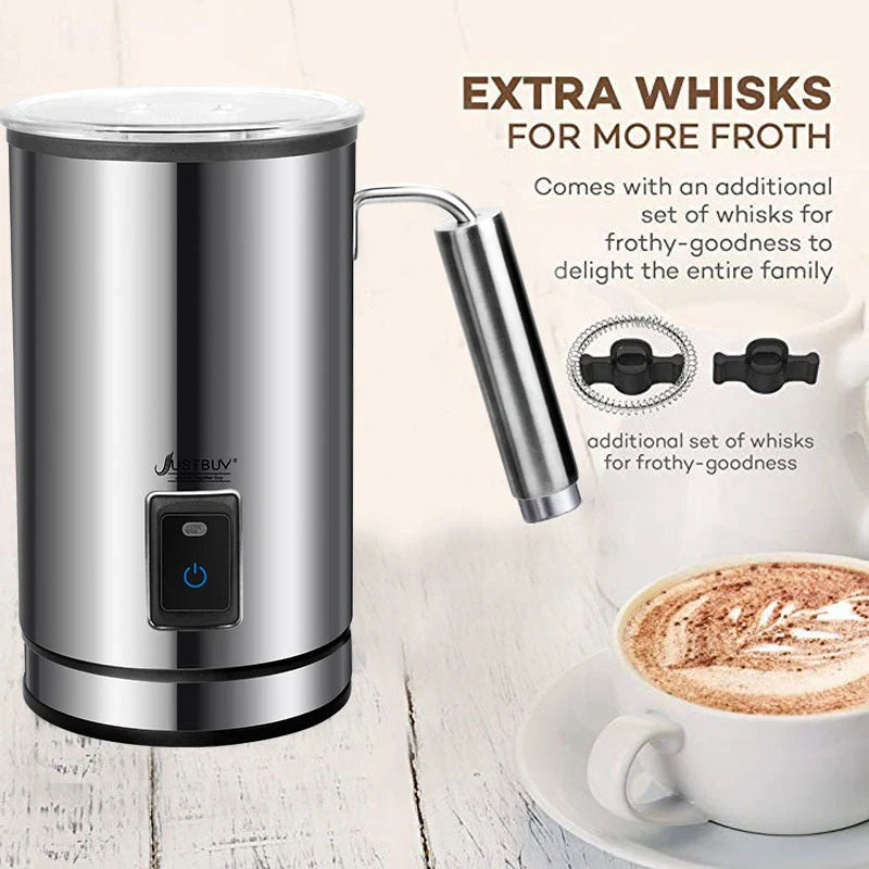 Electric Milk Frother for Coffee with Stainless-Steel Body and 3 Functions