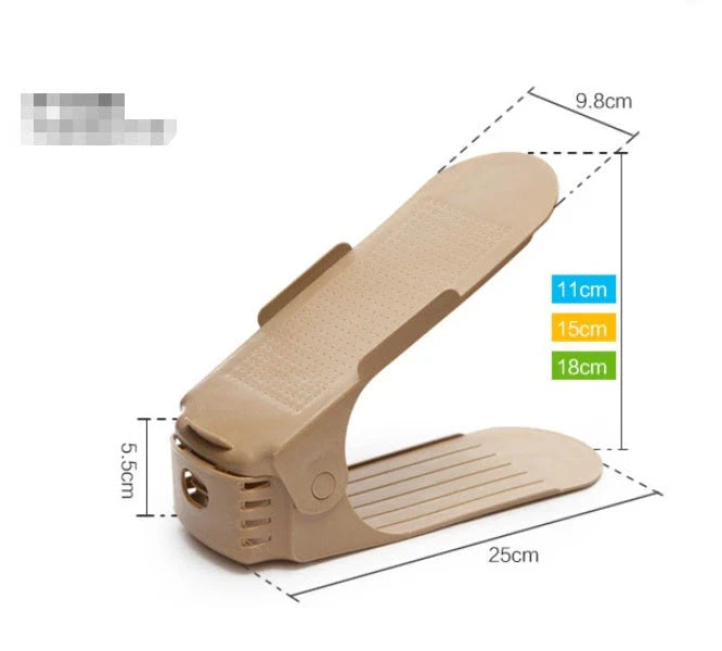Adjustable Shoe Organizer with multiple color and quantity options, featuring a space-saving design for easy storage in closets or cabinets.