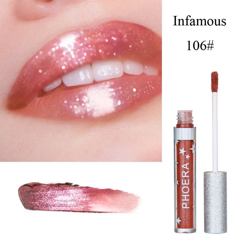 Moisturising candy-coloured lip gloss with glitter for a dazzling lip look