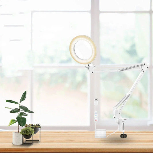 USB Magnifier LED Soldering Magnifying Glass with heavy round base and adjustable brightness