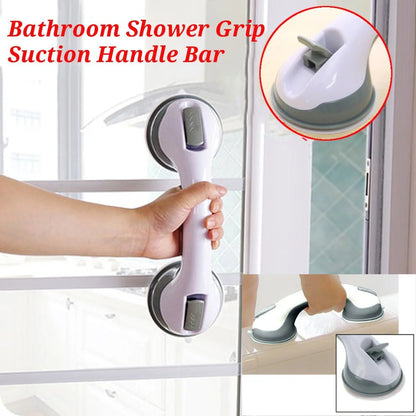 Durable ABS plastic bathroom handrail with suction cups for anti-skid safety support