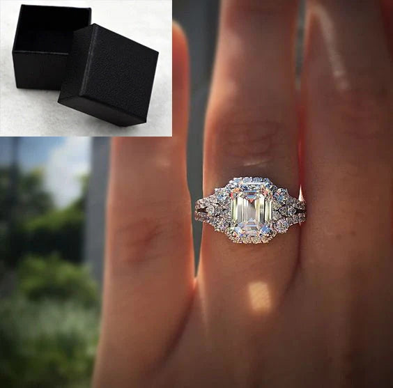 Elegant Princess Square Cubic Zirconia Wedding Ring for women, perfect for weddings and proposals.