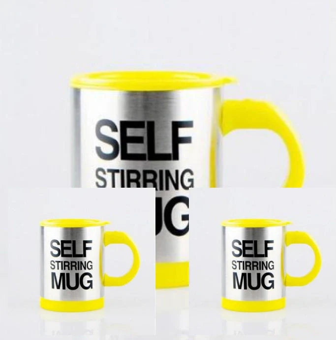 304 stainless steel self-stirring mug with magnetic mixer in various colours