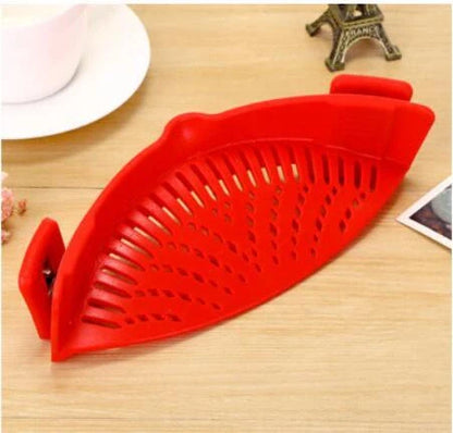 Silicone clip-on funnel oil strainer for pots and pans