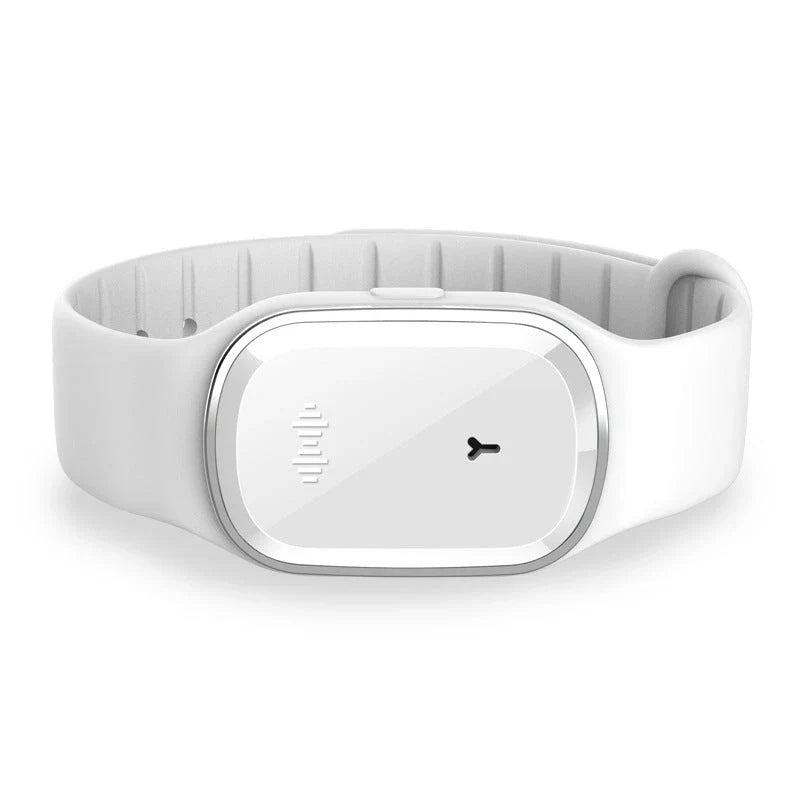 Ultrasonic mosquito repellent bracelet with sleek, waterproof design for outdoor activities