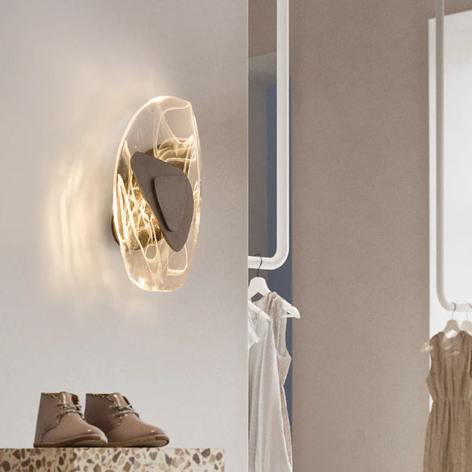 Luxury Ice Block Crystal Wall Lamp with modern design and black finish