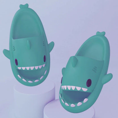 Cozy shark-themed slippers made of plush EVA material for indoor and outdoor wear with customized support