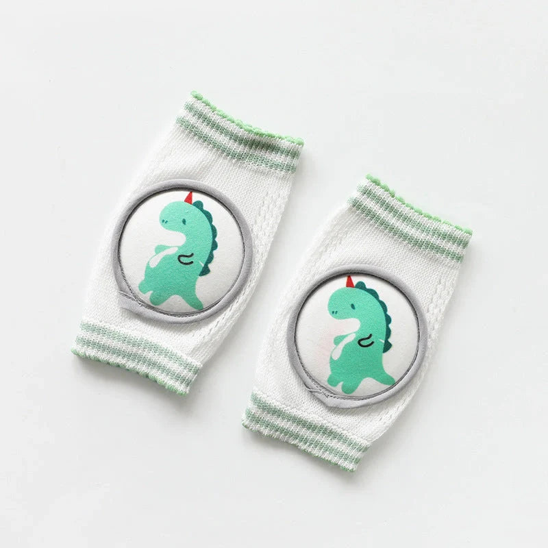 Children's breathable cotton knee pads with cartoon animal designs for crawling infants