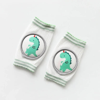 Children's breathable cotton knee pads with cartoon animal designs for crawling infants