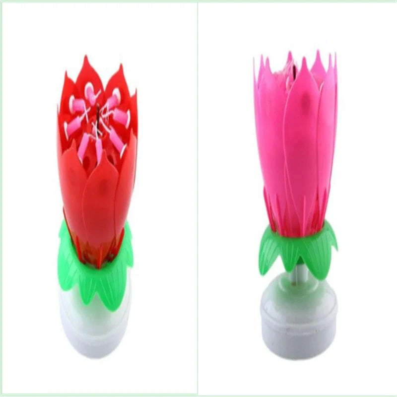 Musical Lotus Candles in various colours, showcasing the elegant lotus design and music feature