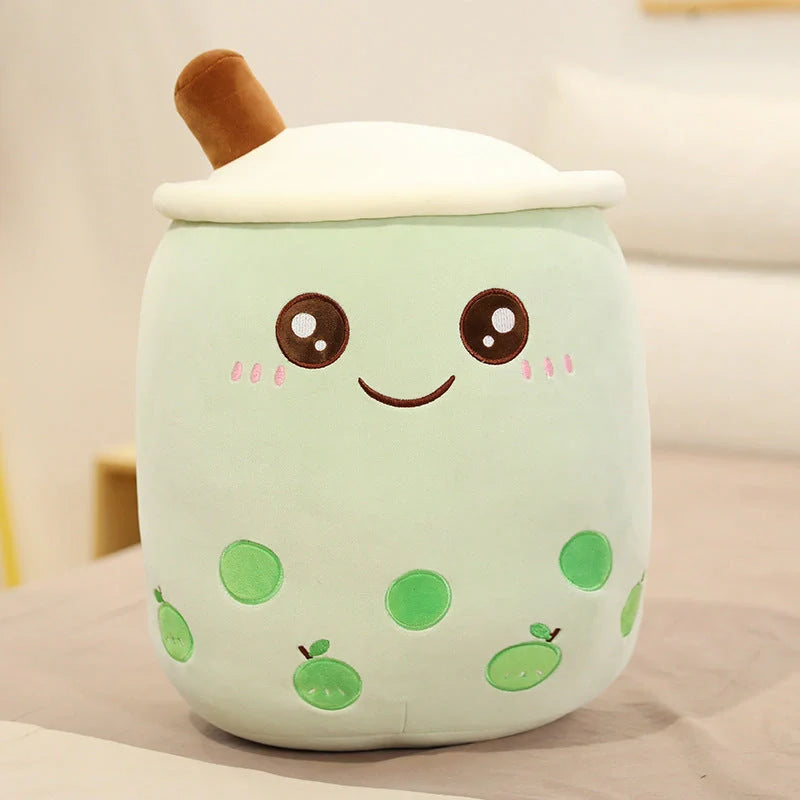 Strawberry Milk Tea Plush Boba Toy Pillow in various colours and sizes
