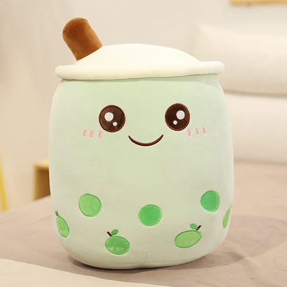 Strawberry Milk Tea Plush Boba Toy Pillow in various colours and sizes