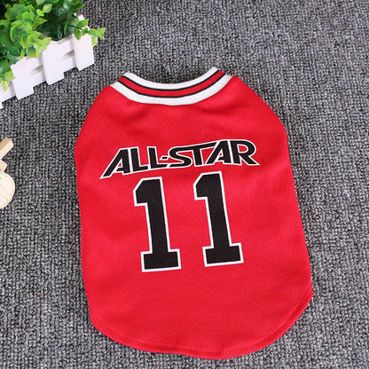 World Cup themed cotton dog vest in black and red for summer comfort