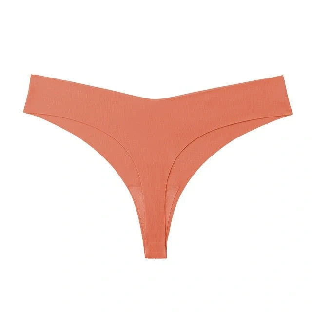 Low waist ice silk T-back underwear set in assorted colours with purified cotton crotch