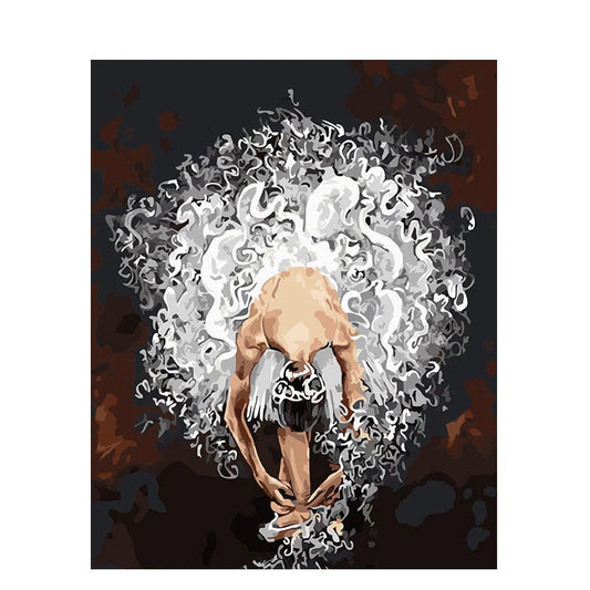 DIY digital oil painting kit featuring a ballerina character on canvas