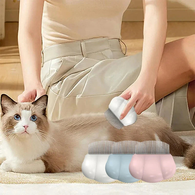 Universal pet grooming comb with ergonomic handle for dogs, cats, and rabbits