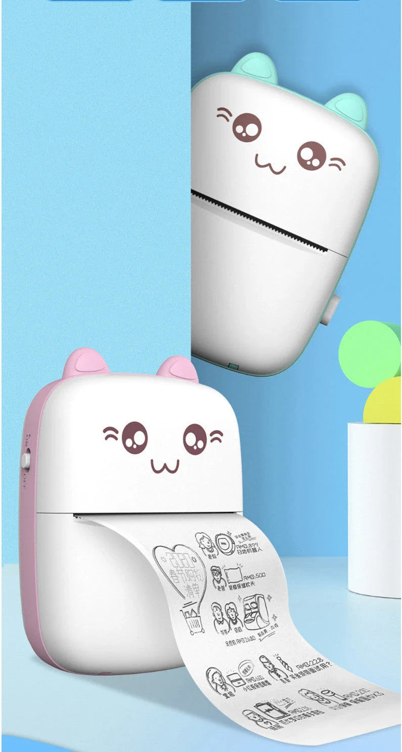 Compact Bluetooth printer for mobile devices, featuring thermal printing technology, Bluetooth connectivity, and rechargeable battery for on-the-go printing convenience