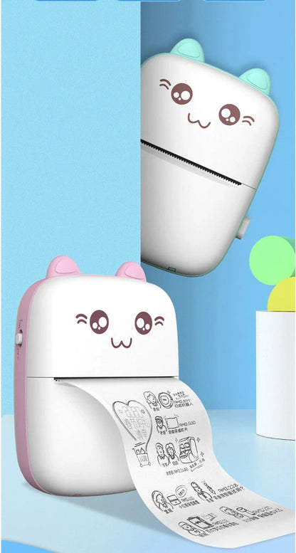 Compact Bluetooth printer for mobile devices, featuring thermal printing technology, Bluetooth connectivity, and rechargeable battery for on-the-go printing convenience