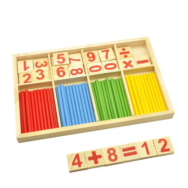 Natural wood Montessori math toys for children over 3 years, 48 pieces
