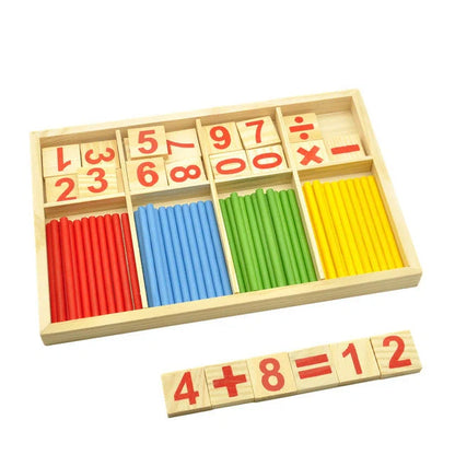 Natural wood Montessori math toys for children over 3 years, 48 pieces
