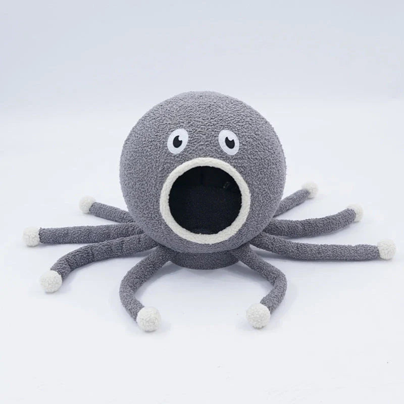 Cosy octopus-shaped pet nest, featuring a plush, high-quality fabric construction and a whimsical design for your cat's ultimate relaxation.