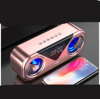 MC H9 Bluetooth Speaker Wireless Alarm Clock with Temperature Display in black, gold, and white