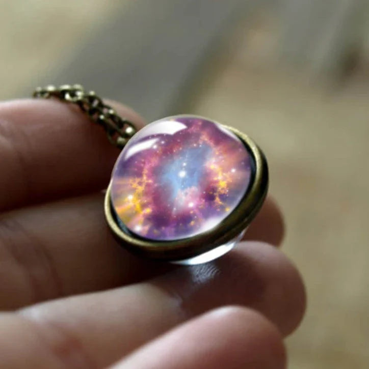 Ethereal Nebula Galaxy Double-Sided Pendant Necklace with Captivating Celestial Patterns
