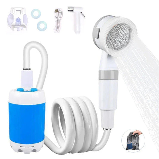 Premium portable outdoor shower with adjustable water flow and waterproof design for camping, hiking, and beach trips