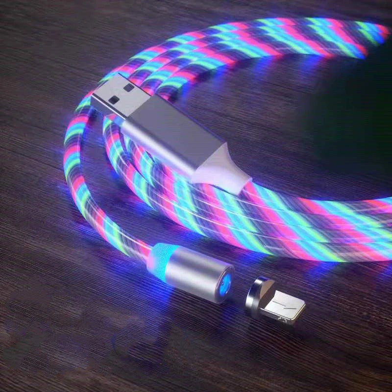 Durable magnetic charging cable with fast charging capability, compatible with multiple devices.