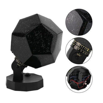 Magical Starlight Projection Lamp casting a mesmerising display of stars and seasonal motifs, creating a serene ambiance in a living room