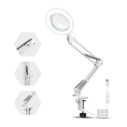 USB Magnifier LED Soldering Magnifying Glass with heavy round base and adjustable brightness