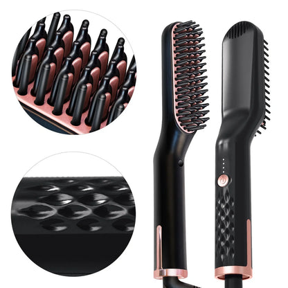 Electric straightening hair comb with ceramic coating and dual temperature settings
