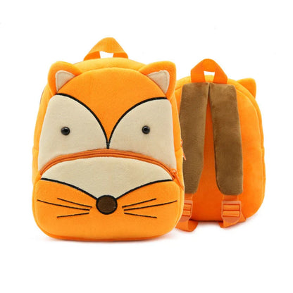 Adorable plush backpacks featuring various animal designs, perfect for primary school children