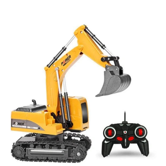 Alloy remote control excavator toy with lighting and sound effects for children
