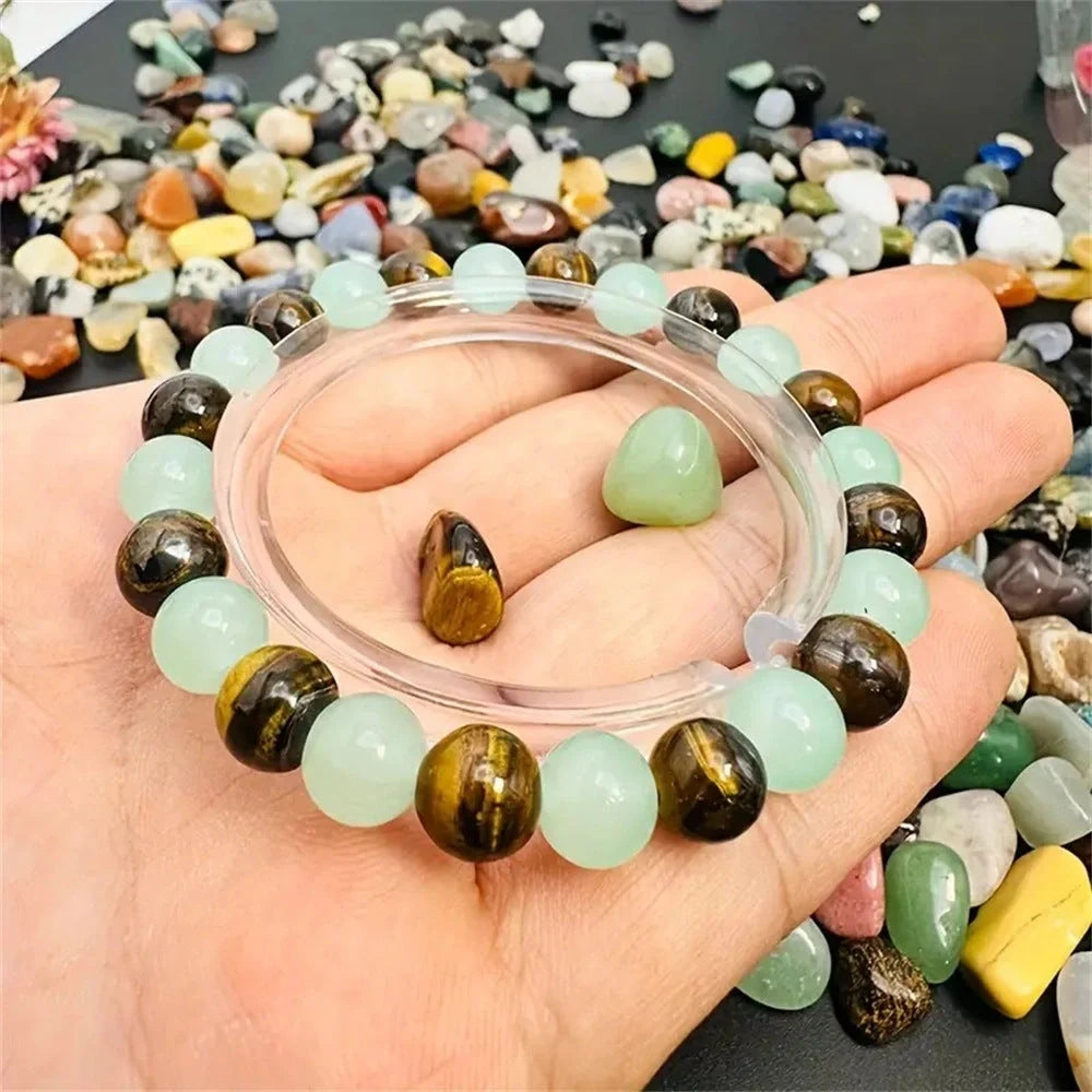 Tigereye Green Aventurine Natural Stone Bracelet with star shape design and 8mm beads