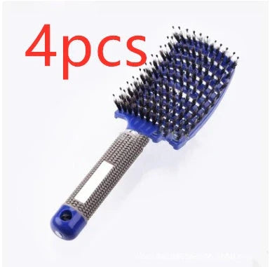 A premium hair brush with a sleek design, featuring soft bristles and a rounded massage function for healthy, detangled hair