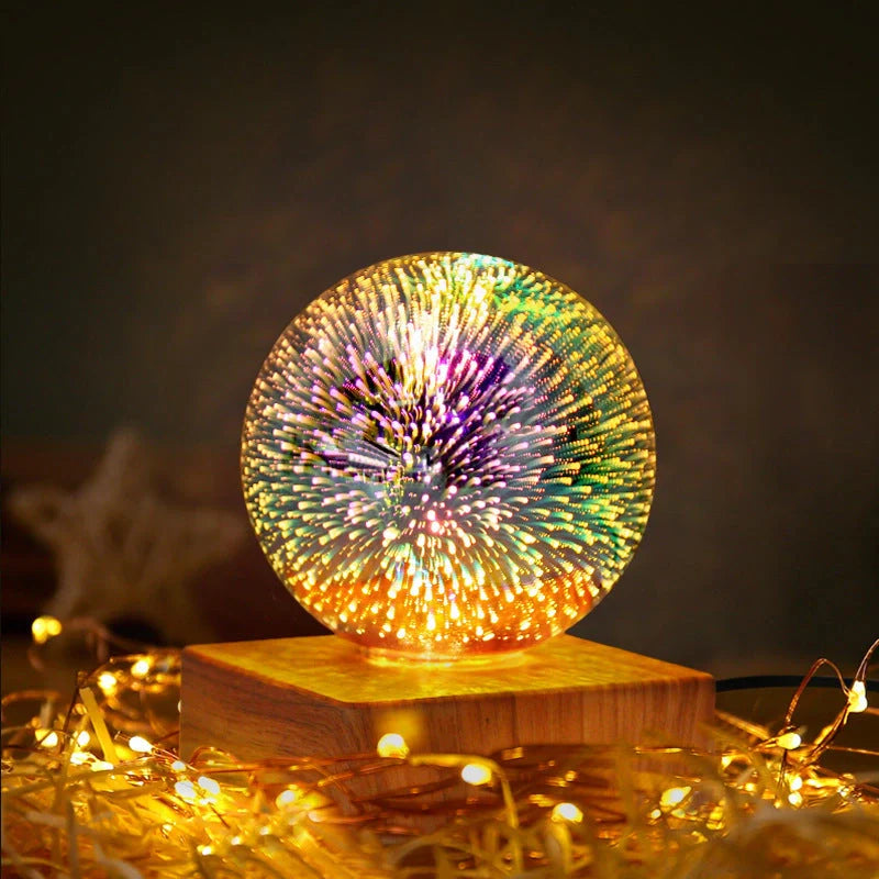 USB 3D Firework Crystals Ball Night Light with starry sky effect