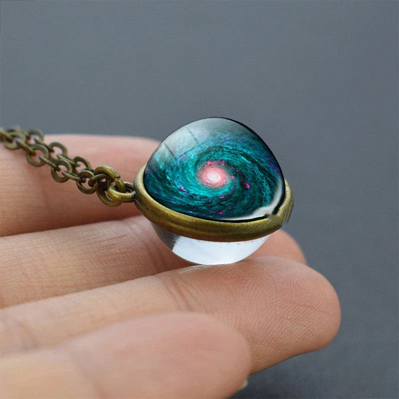 Ethereal Nebula Galaxy Double-Sided Pendant Necklace with Captivating Celestial Patterns