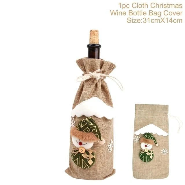 Festive Christmas wine bottle socks in vibrant colours, 14cm x 31cm