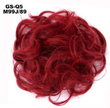 Synthetic wavy curly messy hair bun for women, 12cm diameter, high temperature wire