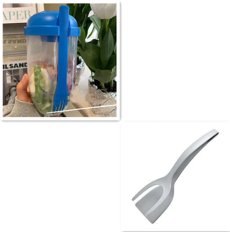 Bento food taper bowl set with fork and sauce cup lid in various colours