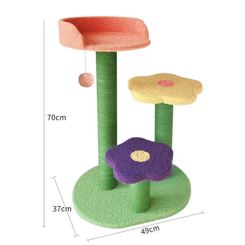 Premium Feline Furniture Cat Tower with Sisal Scratching Post, Sturdy Wooden Frame, and Plush Lambswool Cushions