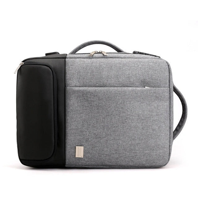 15.6 inch durable nylon laptop bag with anti-theft feature in blue, light grey, and black