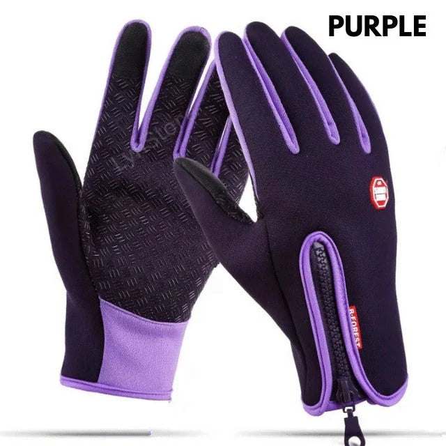 Warm, touchscreen-friendly motorcycle riding gloves made with cozy polar fleece lining for superior insulation and grip