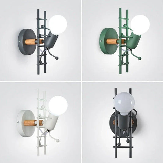 Retro LED Wrought Iron Villain Creative Climbing Stairs Lights in black, green, and white