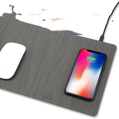 Qi Wireless Charging Mouse Pad with PU Leather Surface for comfortable and efficient charging