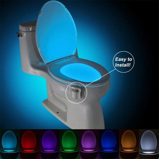 Toilet Induction LED Night Light with motion sensor, 8 colour options, and automatic on/off function for a hands-free, hygienic bathroom experience.